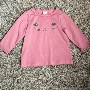 H&M Pink Long Sleeve Bunny Baby Girl Top | Size 6 Months